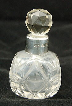 アンティーク,香水瓶,イギリス、クリスタルガラス,スターリンシルバー